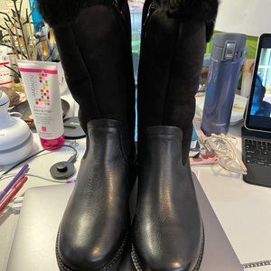 Pajar Canada Amal NIB Black Suede and leather fur-lined snow boots sz39 US 8.5
